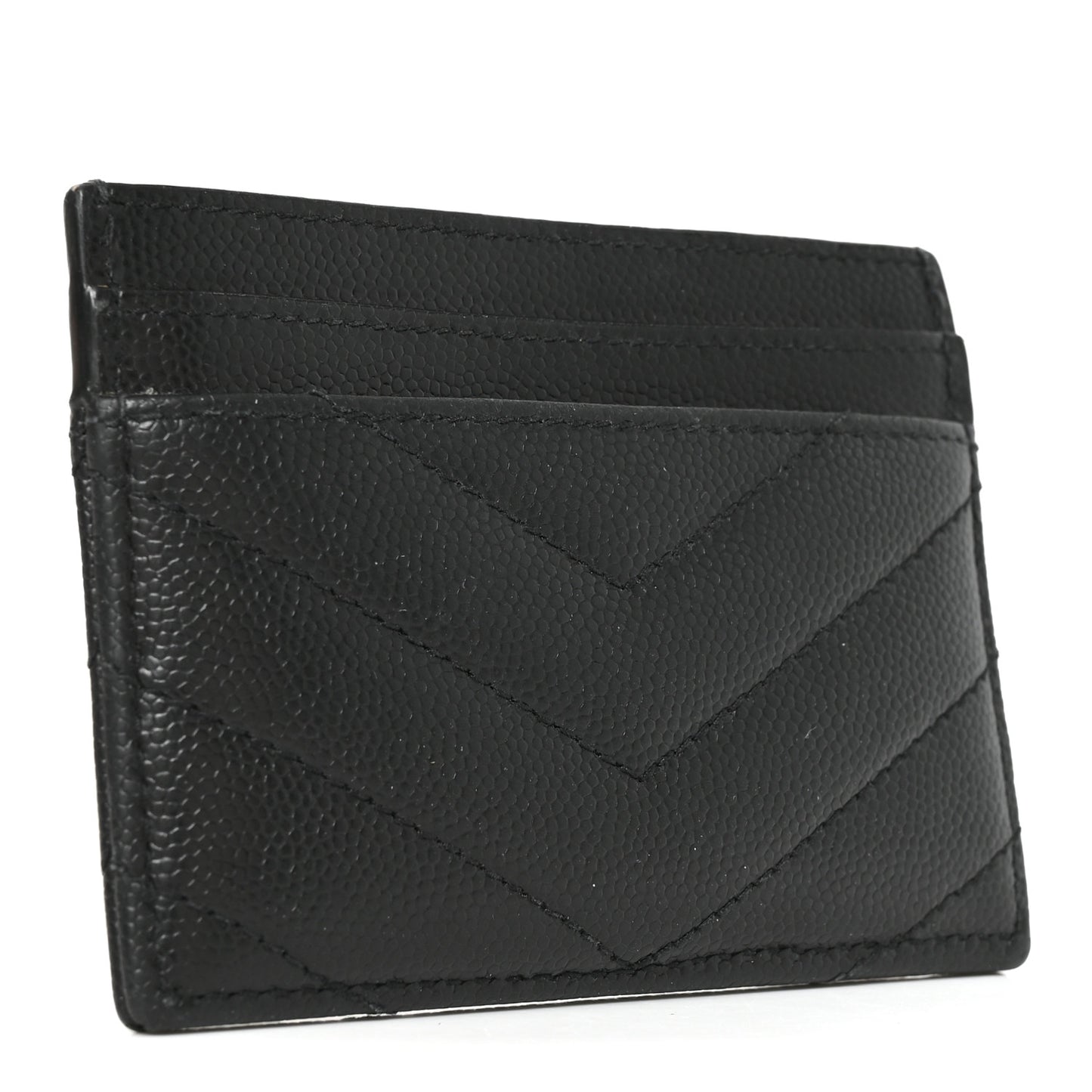 Grain De Poudre Matelasse Chevron Monochrome Monogram Credit Card Case Black
