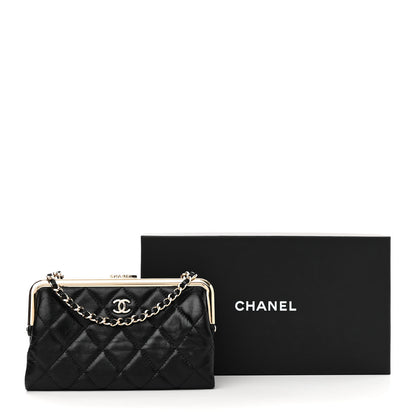 Chanel Lambskin Quilted Frame Clutch With Chain Black 12 of 12