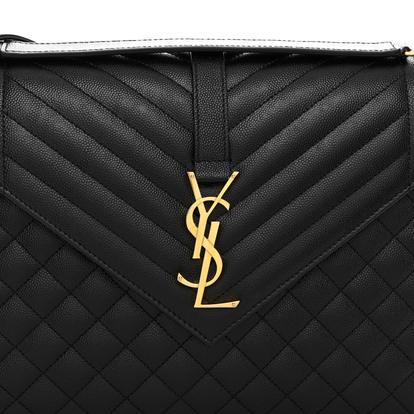Grain De Poudre Textured Mixed Matelasse Large Triquilt Monogram Satchel Black