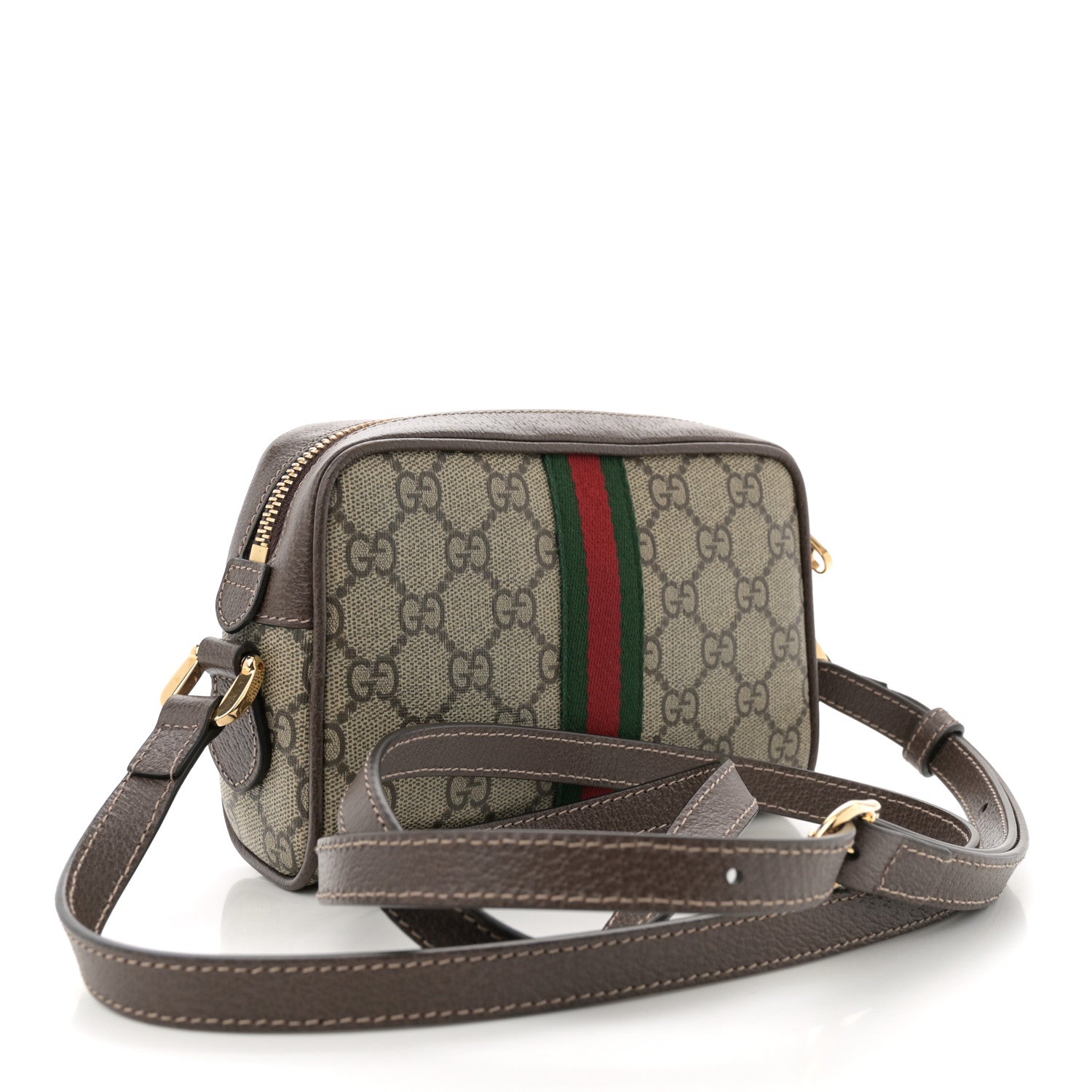 Gucci GG Supreme Monogram Web Mini Ophidia Shoulder Bag Brown 3 of 10