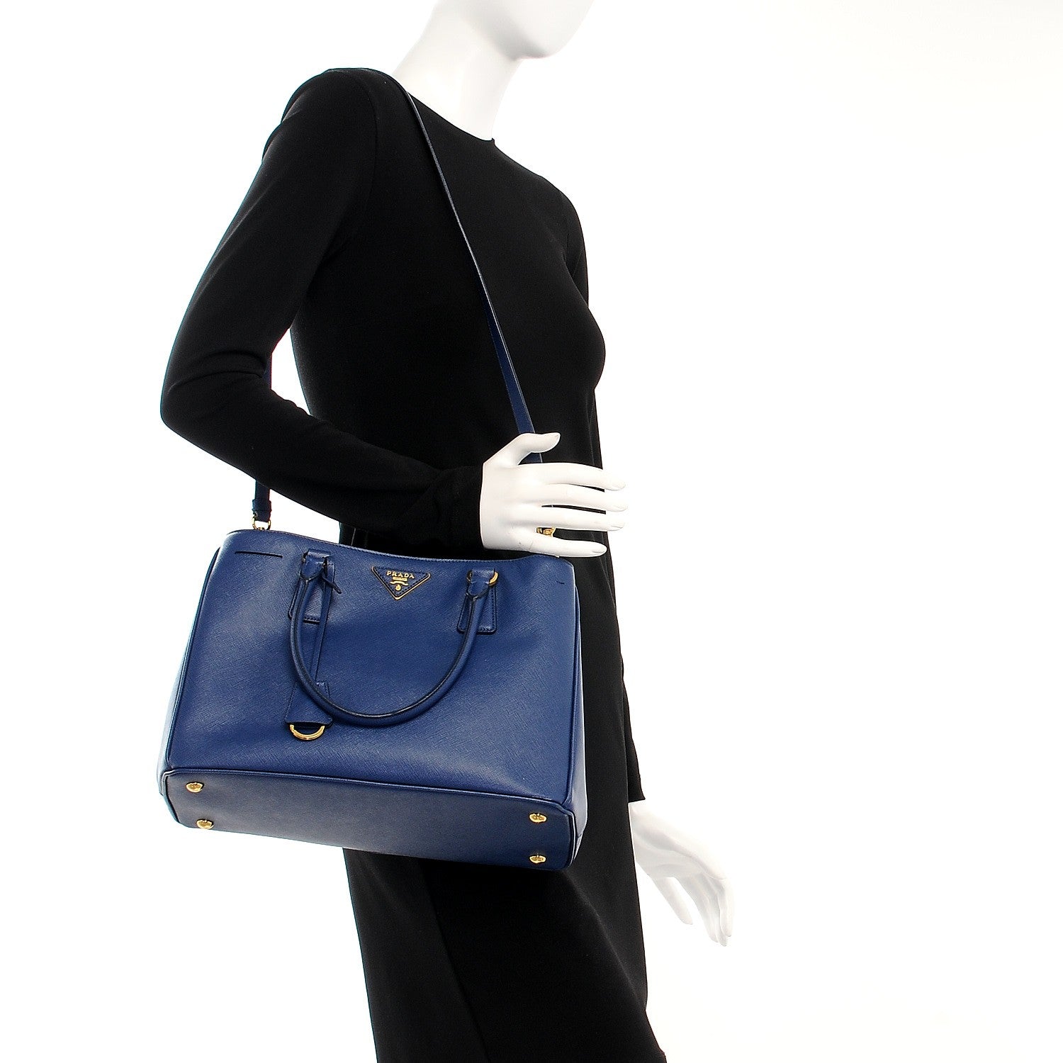 Prada Saffiano Lux Medium Tote Bluette 2 of 15