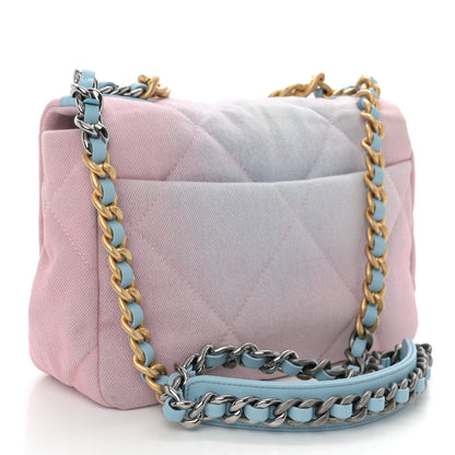Chanel Denim Quilted Medium Chanel 19 Flap Blue Pink 3 of 10
