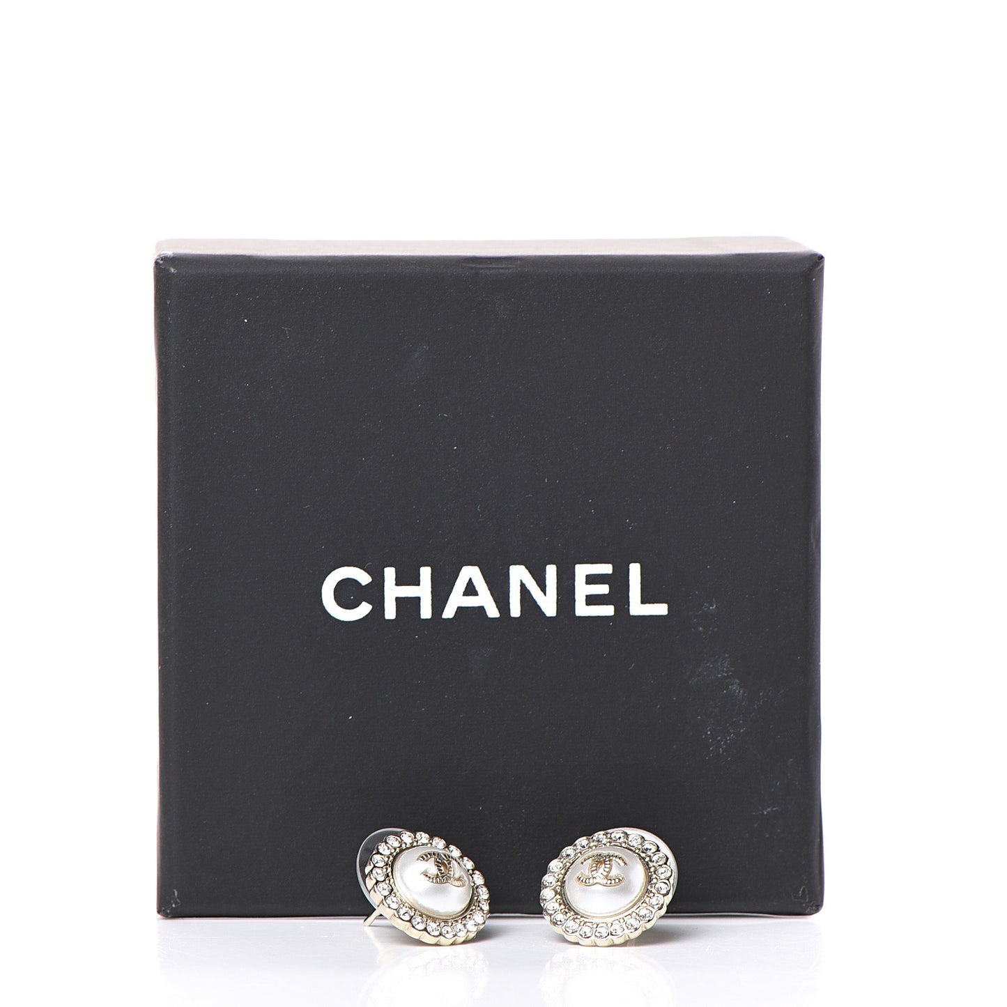 Pearl Crystal CC Earrings Gold
