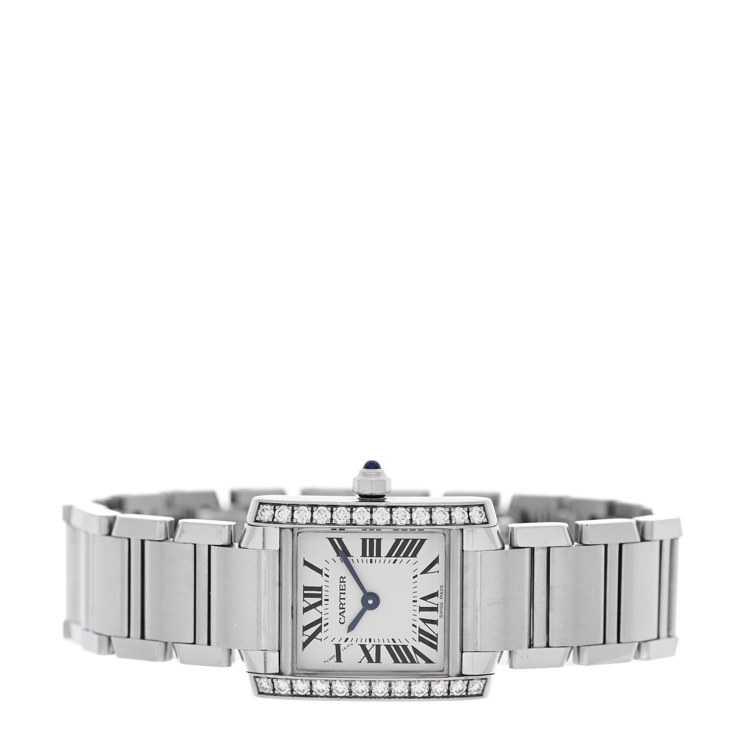 Cartier Stainless Steel Diamond Bezel 20mm Tank Francaise Quartz Watch 2 of 5