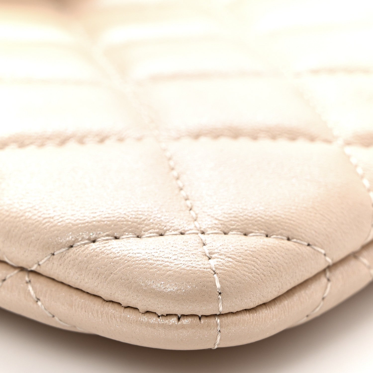 Chanel Iridescent Lambskin Quilted Pouch With Flap Beige 9 of 10