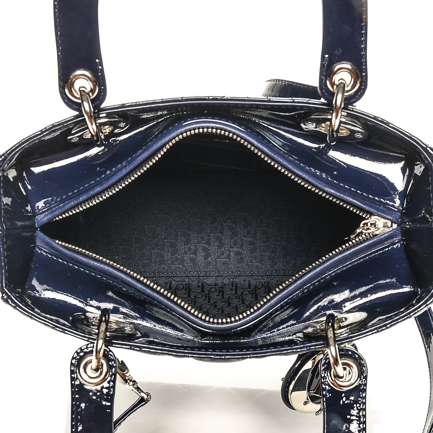 Patent Cannage Medium Lady Dior Saphir