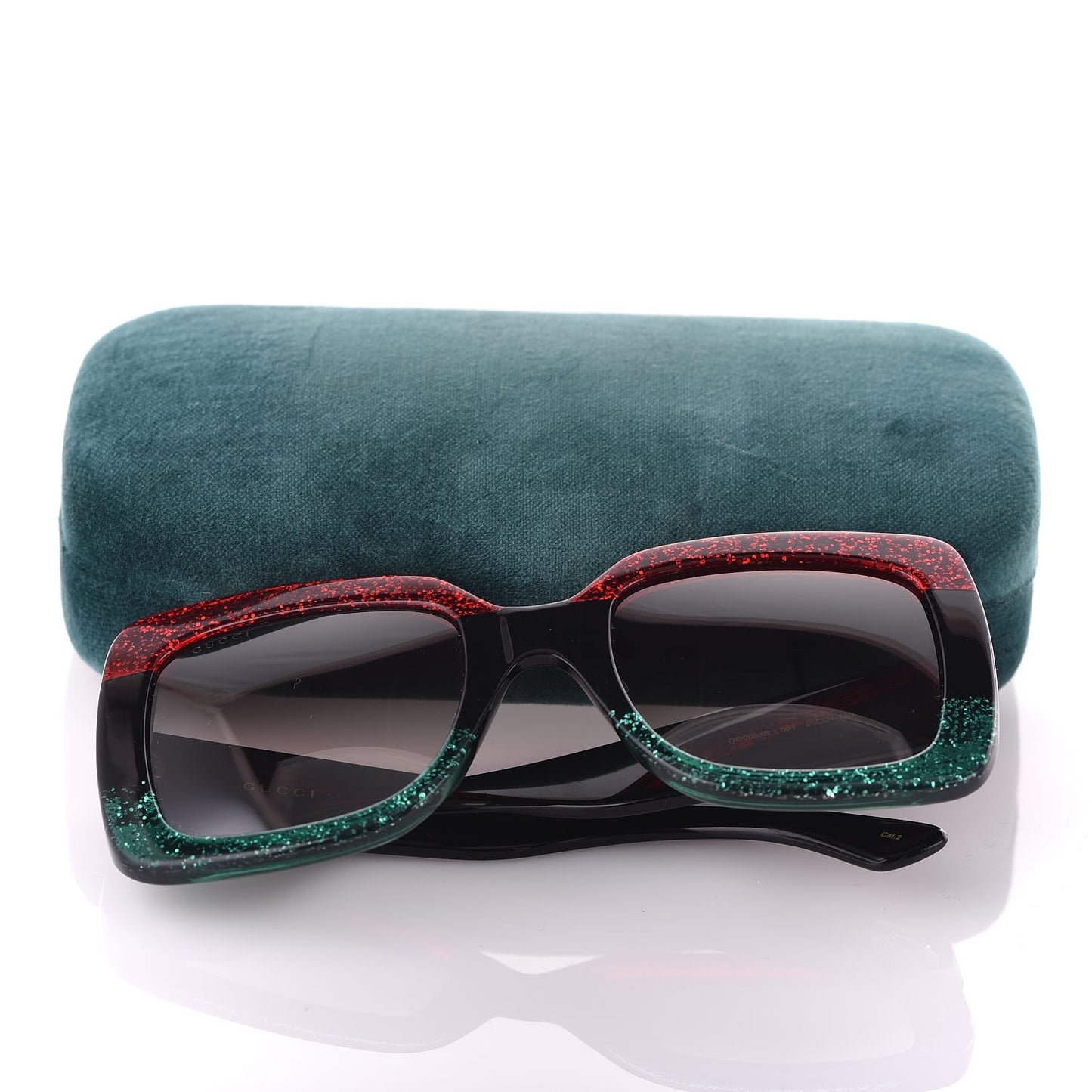 Square Frame GG0083S Sunglasses Glitter Red Black Green