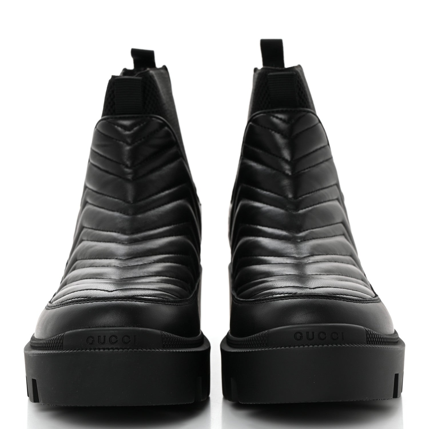 Gucci Calfskin Nappa Matelasse Frances Chelsea Boots 38.5 Black 2 of 10