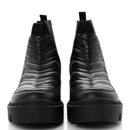 Gucci Calfskin Nappa Matelasse Frances Chelsea Boots 38.5 Black 2 of 10