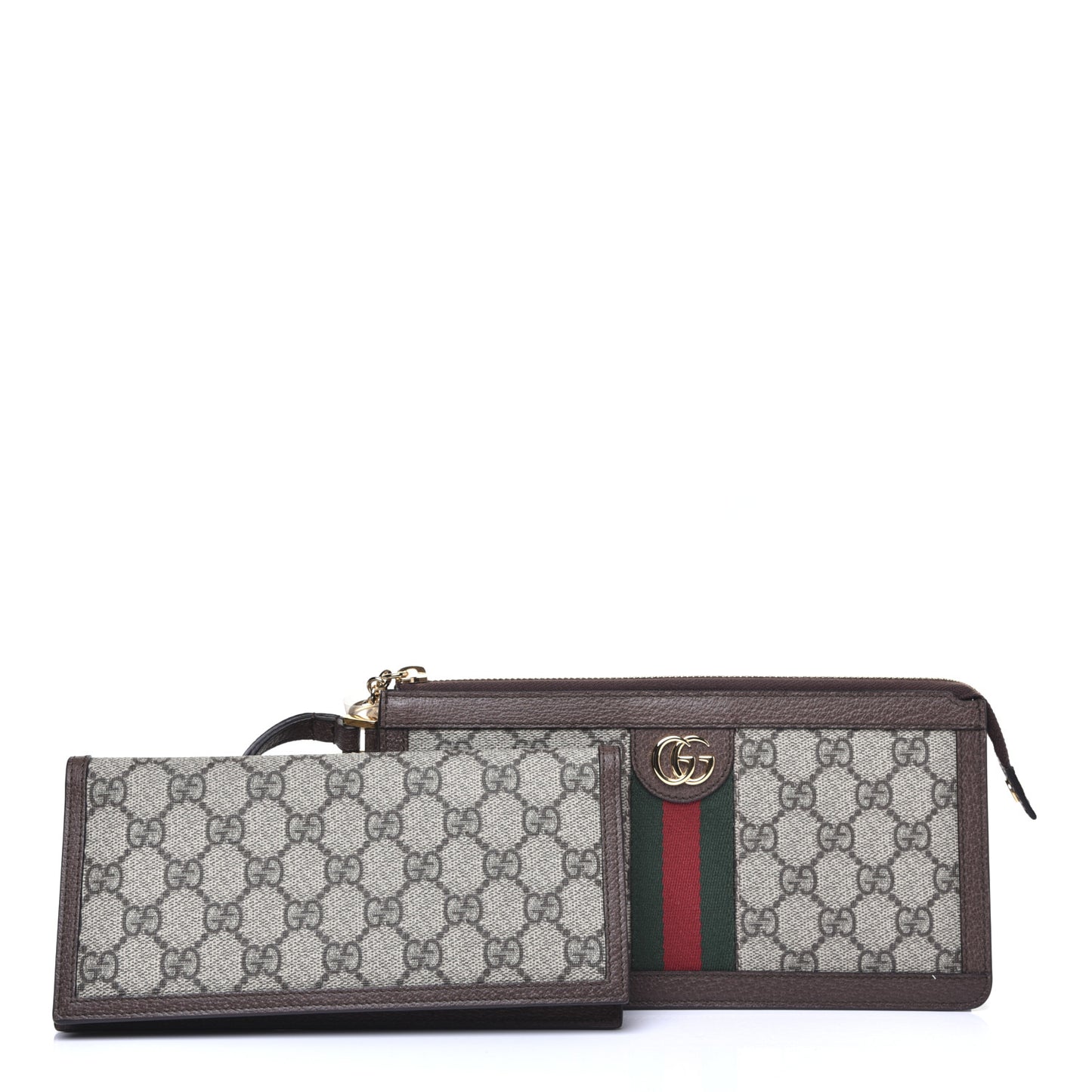 GG Supreme Monogram Web Ophidia Travel Wristlet Beige New Acero