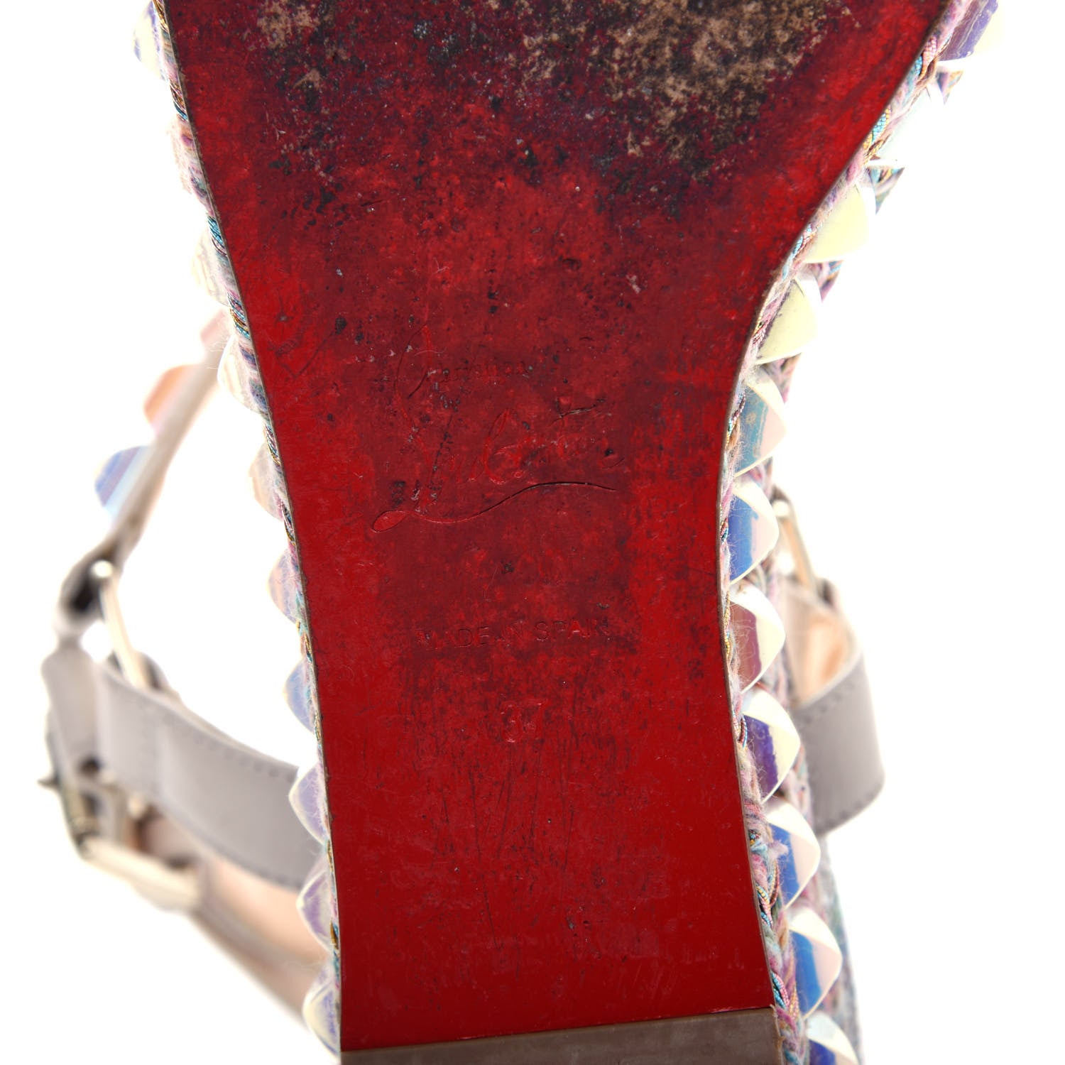 Christian Louboutin Glitter Luminor Cataclou 60 Platform Sandals 37 Navy Dark Gun 9 of 9