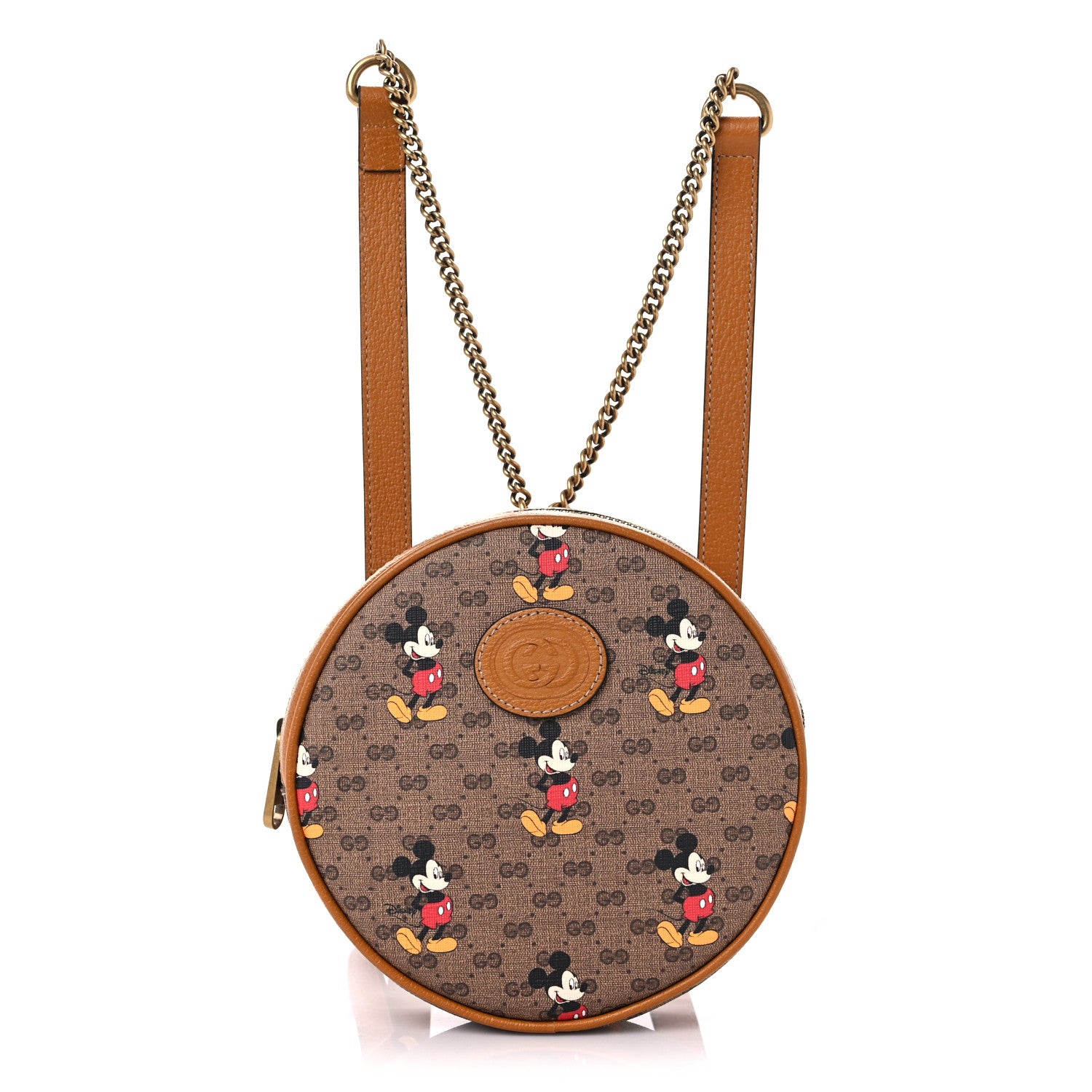 Gucci X DISNEY Mini Vintage GG Supreme Monogram Mickey Mouse Round Backpack Beige Vintage Sun Oil 1 of 10