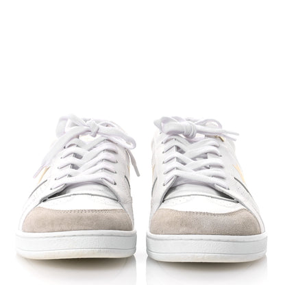 Christian Dior Calfskin Suede Dior Star Low Top Sneakers 37.5 White Gold 3 of 10
