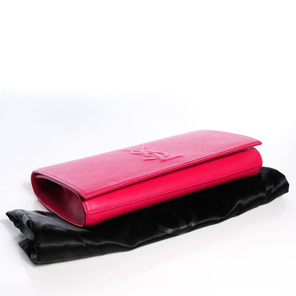 Saint Laurent Goatskin Monogram Large Belle De Jour Clutch Lipstick Fuchsia 4 of 7