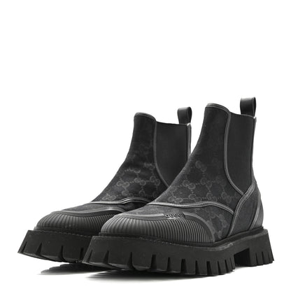 Gucci Canvas Calfskin GG Supreme Ankle Boots 39 Black 4 of 16
