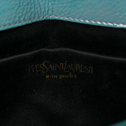 Saint Laurent Textured Patent Monogram Small Belle De Jour Clutch Turquoise 6 of 7