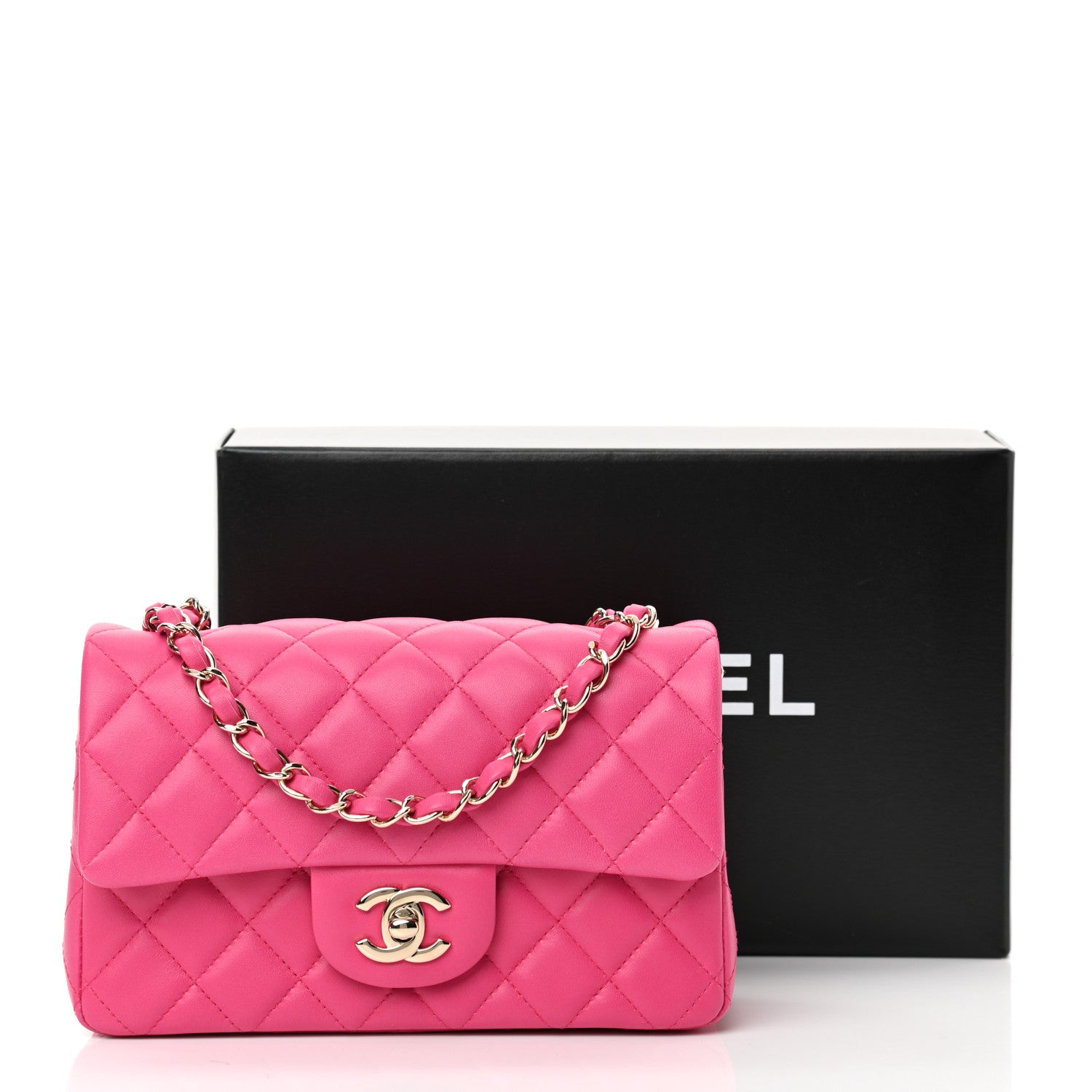 Chanel Lambskin Quilted Mini Rectangular Flap Fuchsia 10 of 10