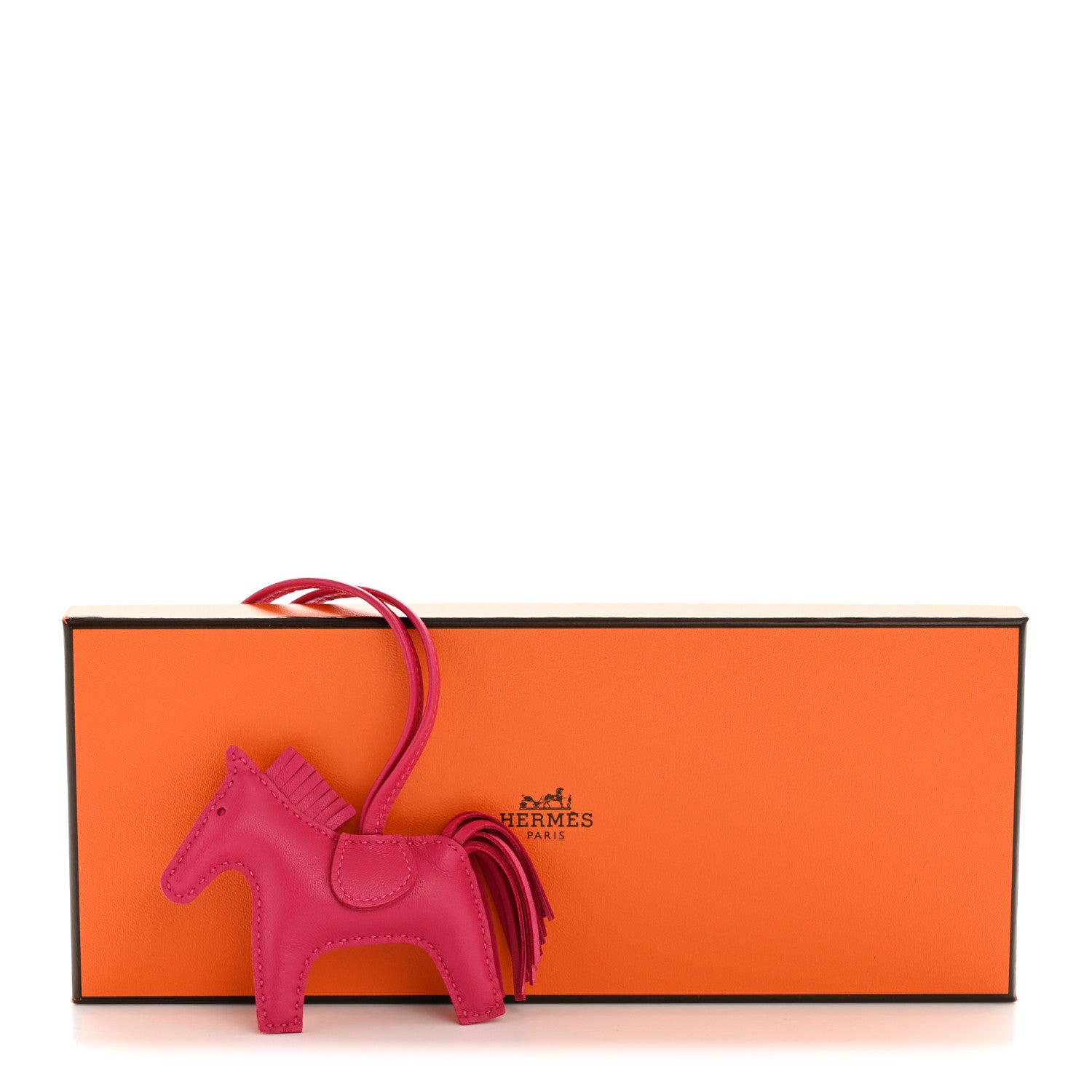Hermes Milo Lambskin Grigri Rodeo Horse Bag Charm PM Rose Mexico 4 of 4