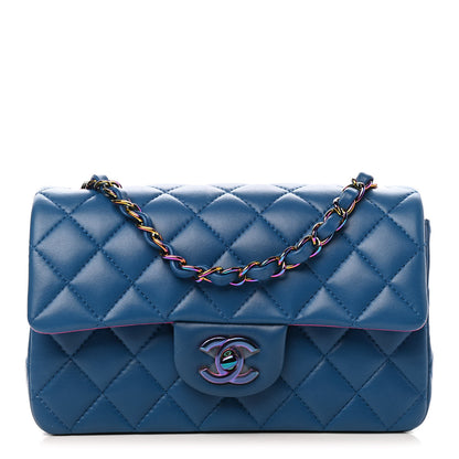 Chanel Lambskin Quilted Mini Rectangular Flap Blue Purple 1 of 17