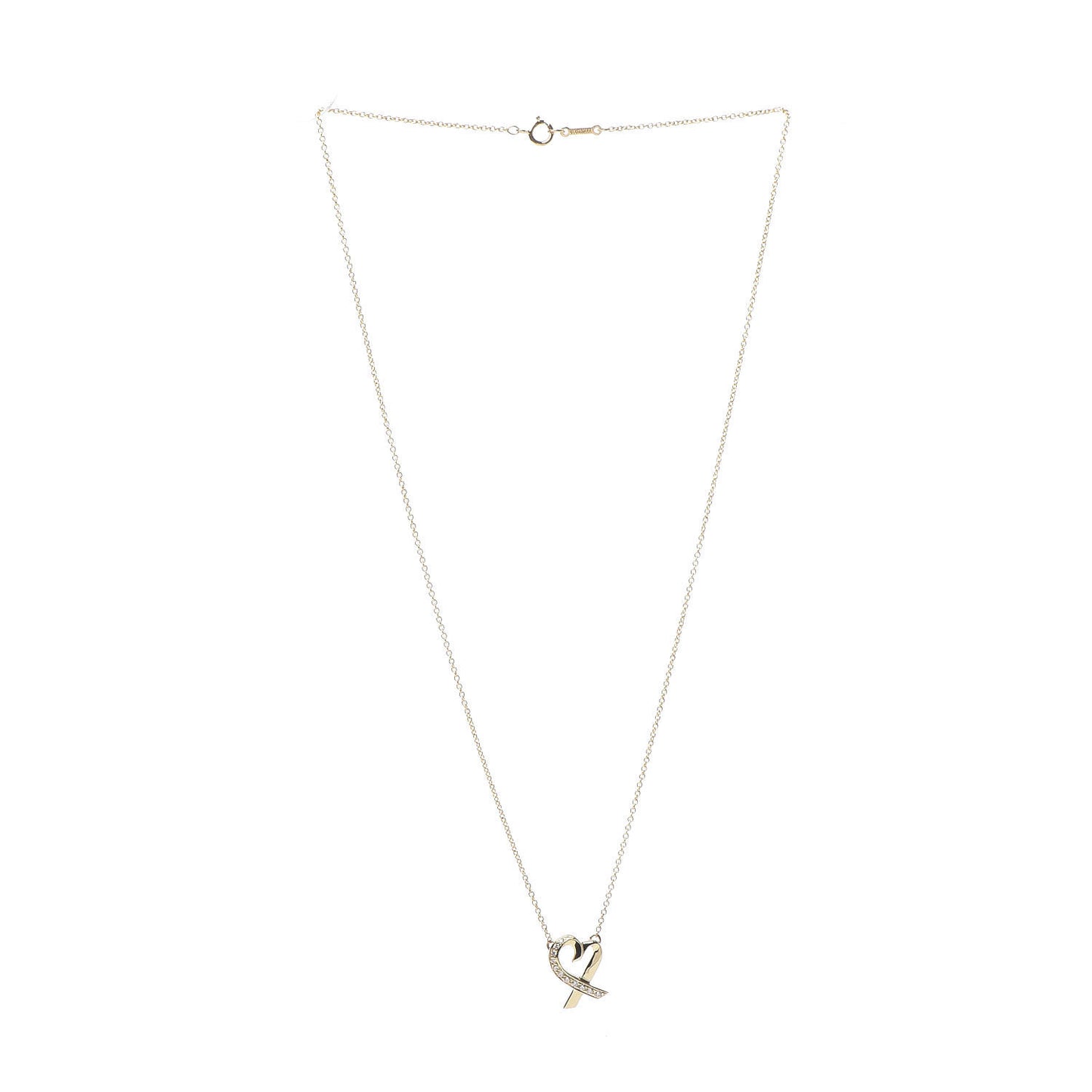 18K Yellow Gold Diamond Small Paloma Picasso Loving Heart Pendant Necklace