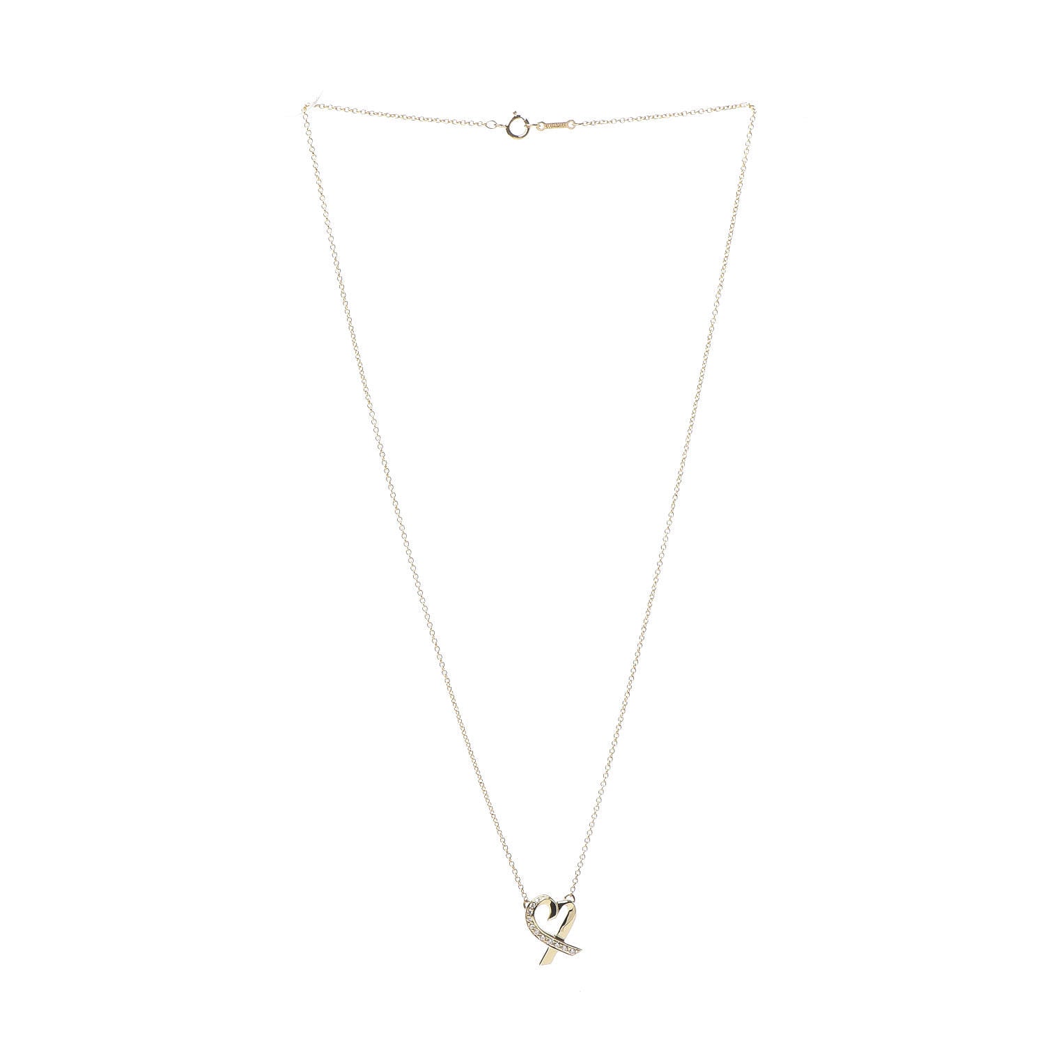 Tiffany 18K Yellow Gold Diamond Small Paloma Picasso Loving Heart Pendant Necklace 3 of 7