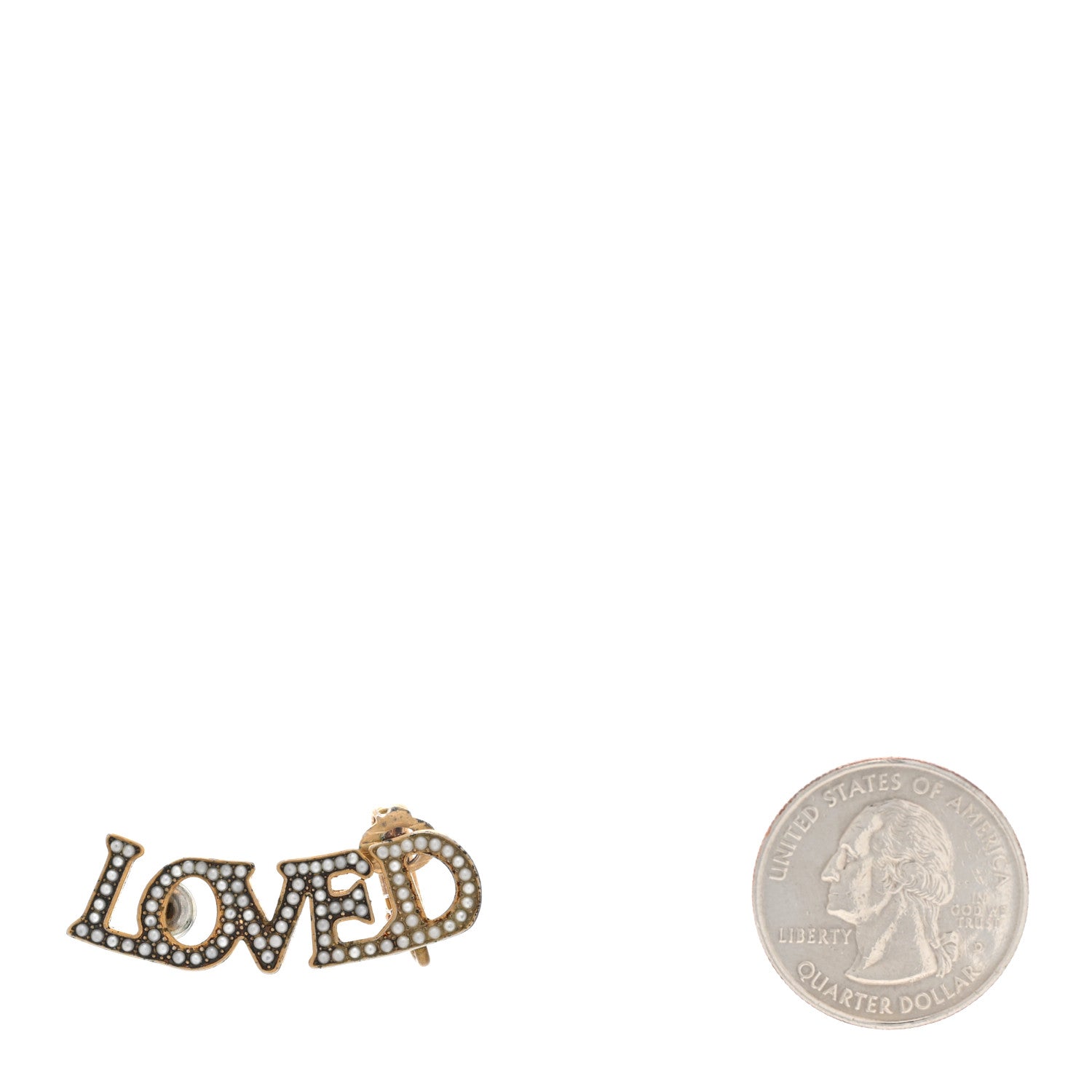 Gucci Metal Pearl Loved Ear Cuff Earring Aged Gold Aged Gold 2 of 9