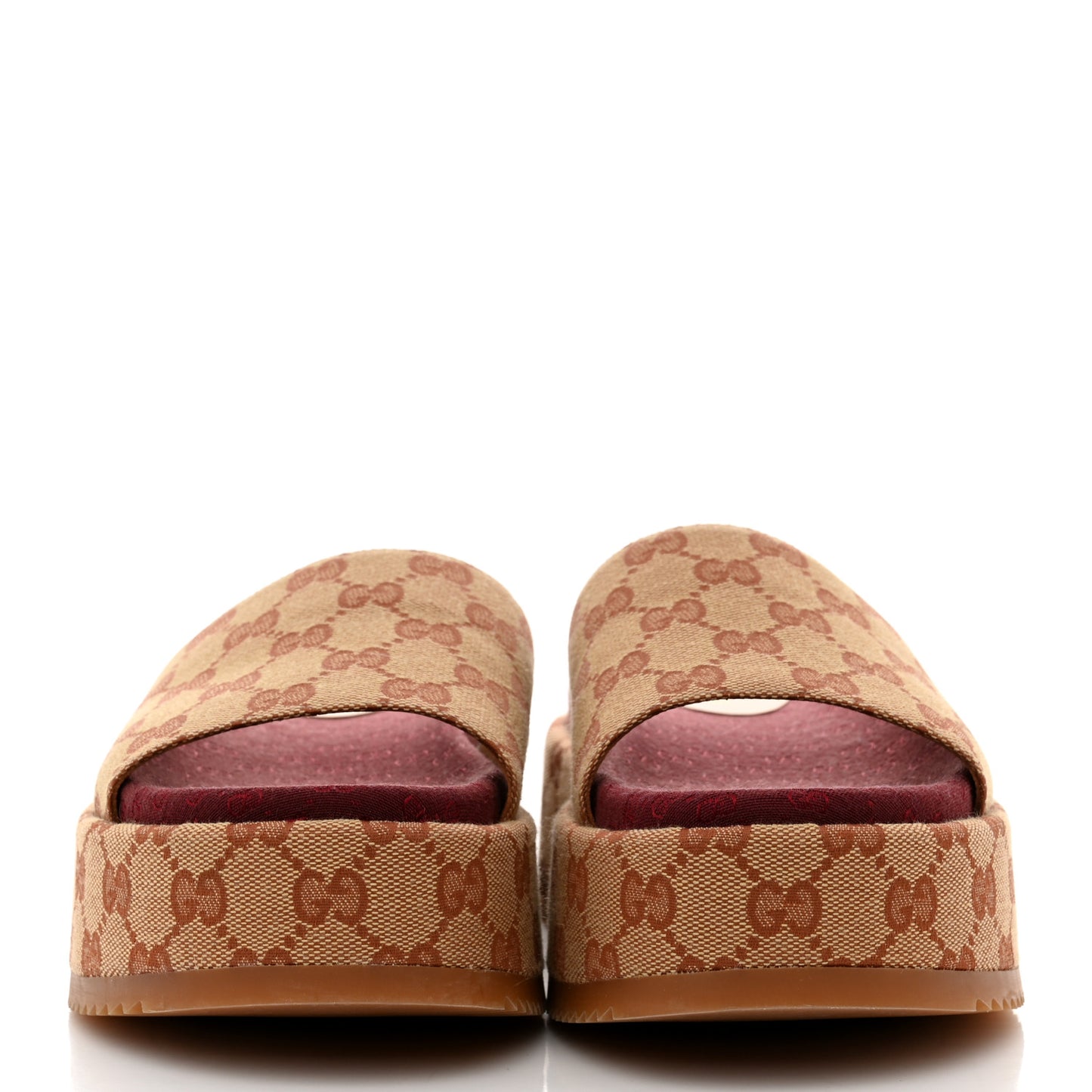 Canvas GG Monogram Angelina Platform Slide Sandals 37.5 Beige Ruggine