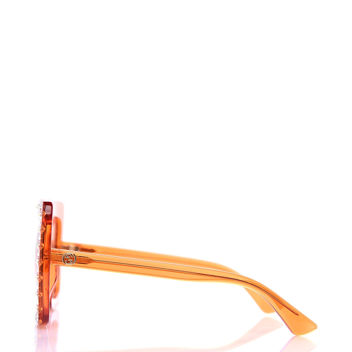 Gucci Acetate Crystal Oversize Sunglasses GG0148S Orange 2 of 6