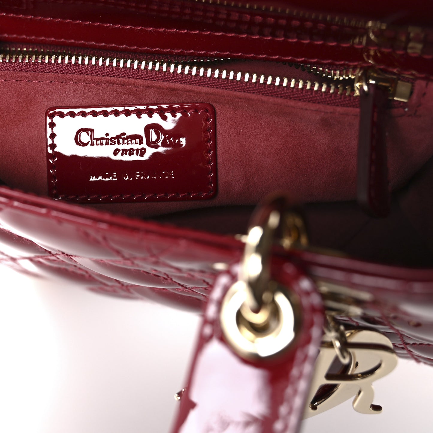 Patent Cannage Small Lady Dior Cherry Red