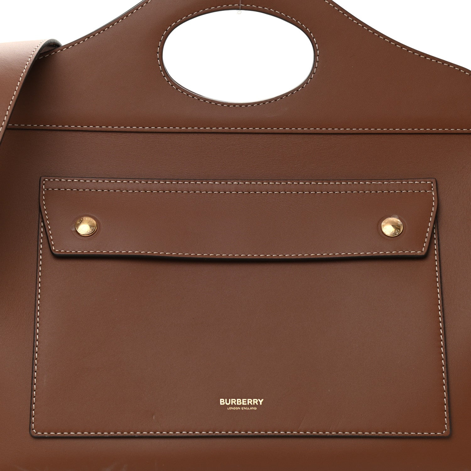 Burberry Soft Calfskin Small Pocket Tote Bag Tan 6 of 9
