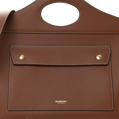 Burberry Soft Calfskin Small Pocket Tote Bag Tan 6 of 9