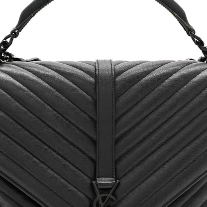 Saint Laurent Sheepskin Matelasse Chevron Monogram Monochrome Large College Satchel Black 8 of 14