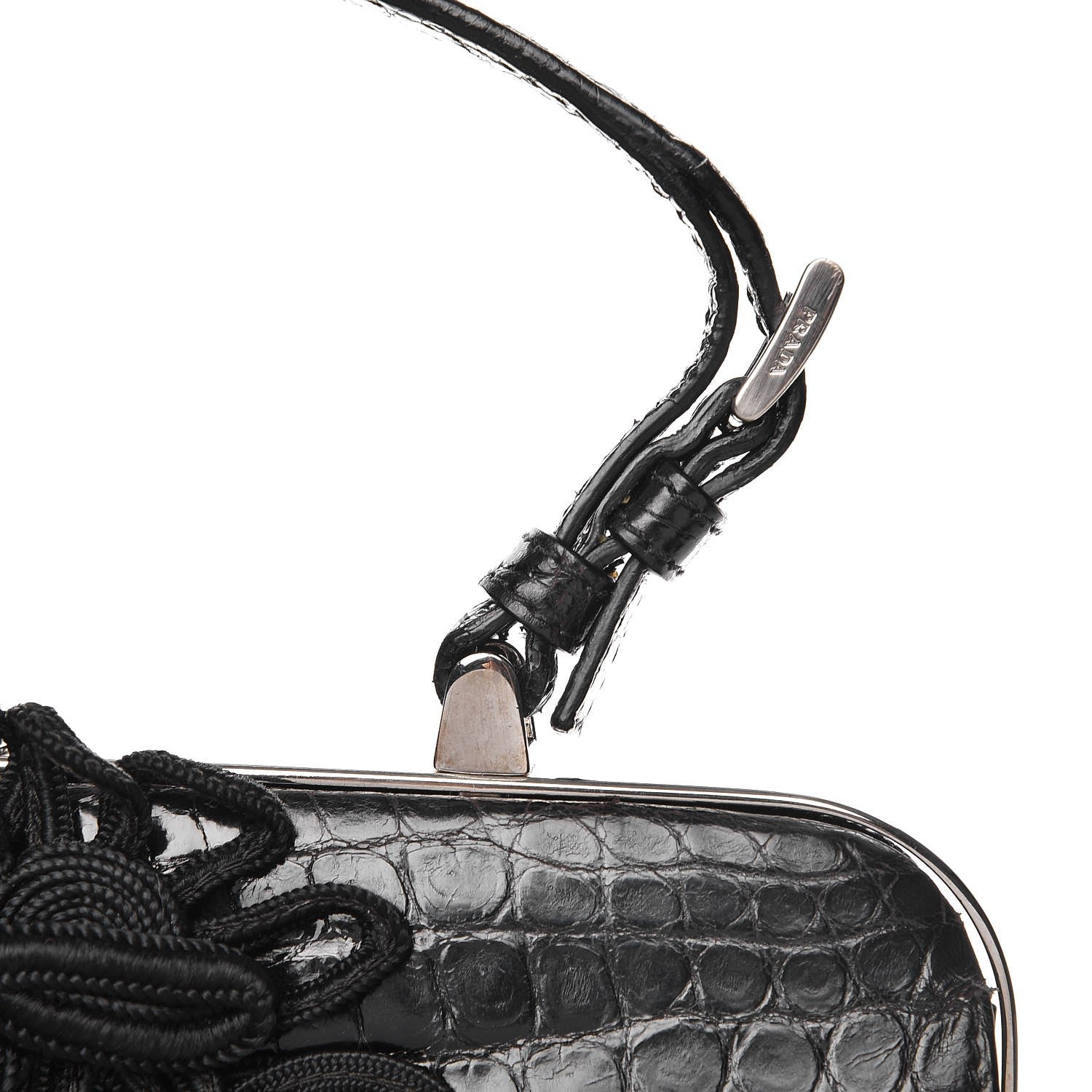 Prada Shiny Crocodile Framed Bag Black 10 of 12
