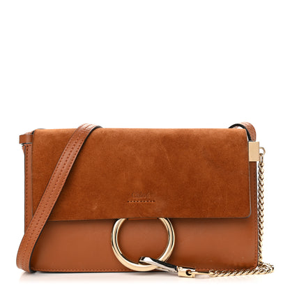 Chloe Suede Calfskin Small Faye Shoulder Bag Tobacco 1 of 12
