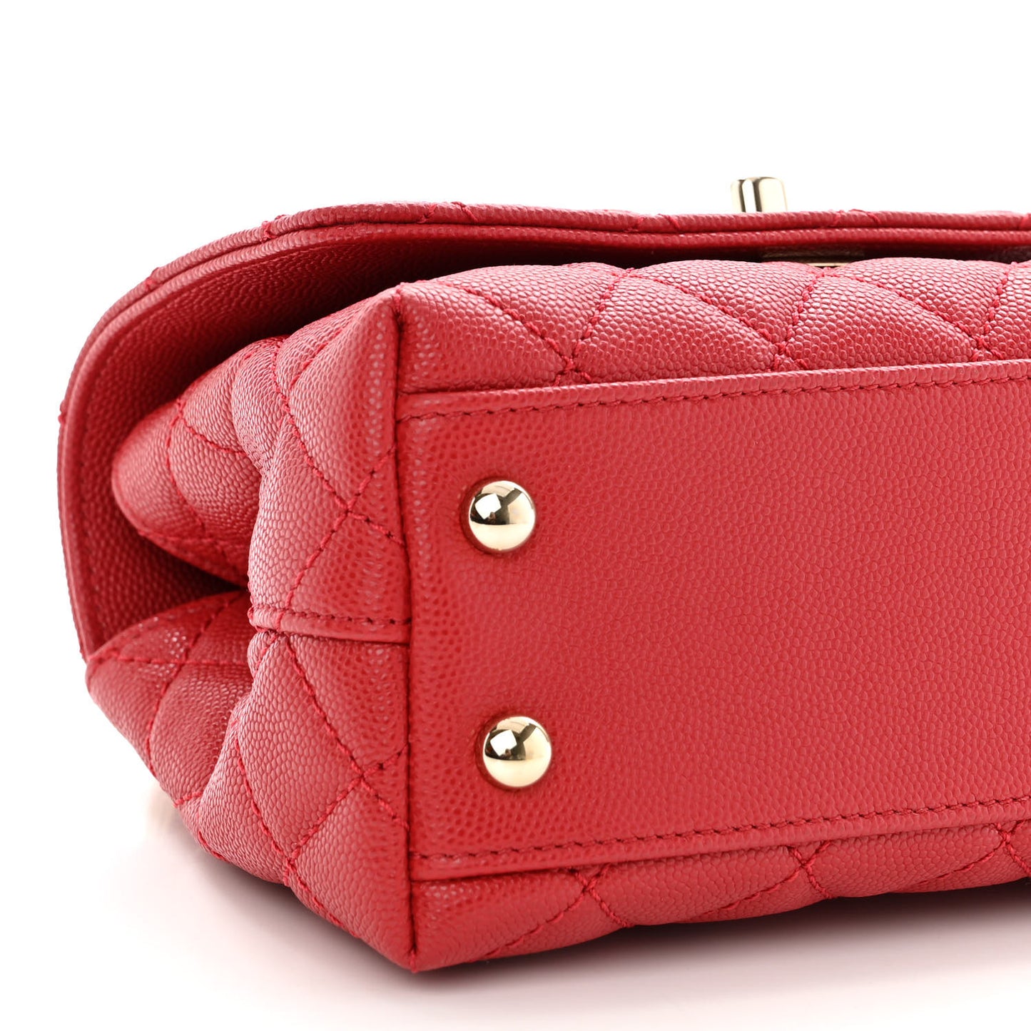 Caviar Quilted Lizard Embossed Extra Mini Coco Handle Flap Red