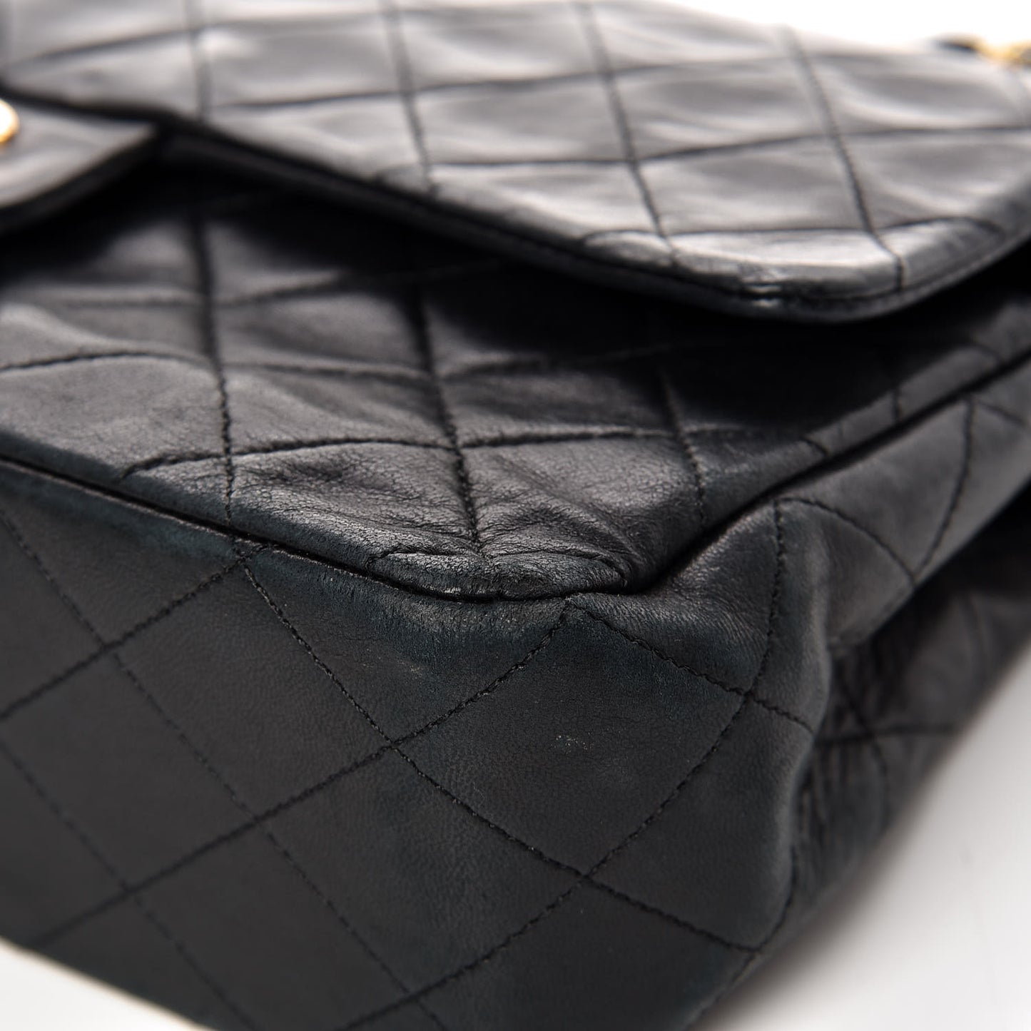 Lambskin Quilted Medium Double Flap Black