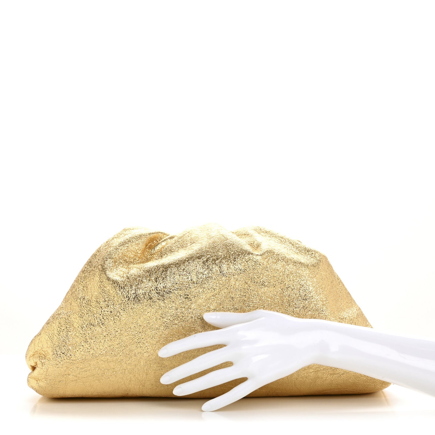 Metallic Crinkled Lambskin The Pouch Oversized Clutch Oro