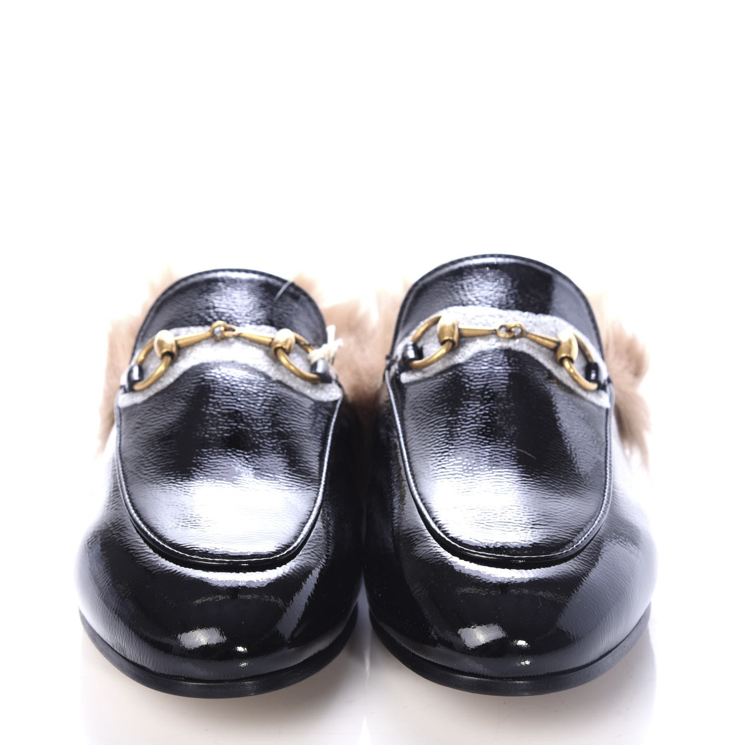Gucci Patent Fur Womens Princetown Slippers 36 Black Natural 2 of 10