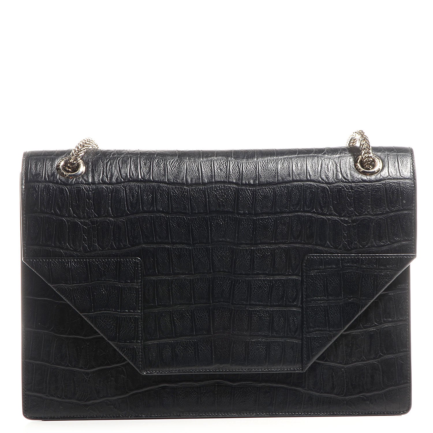 Saint Laurent Croc Effect Calfskin Jumbo Betty Black 1 of 9