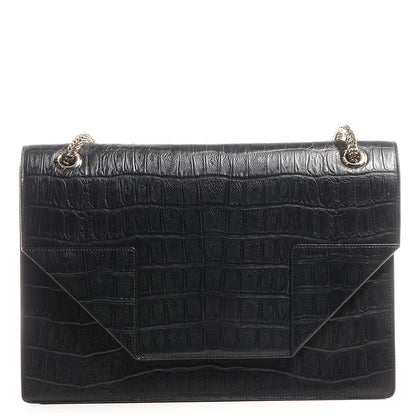 Saint Laurent Croc Effect Calfskin Jumbo Betty Black 1 of 9