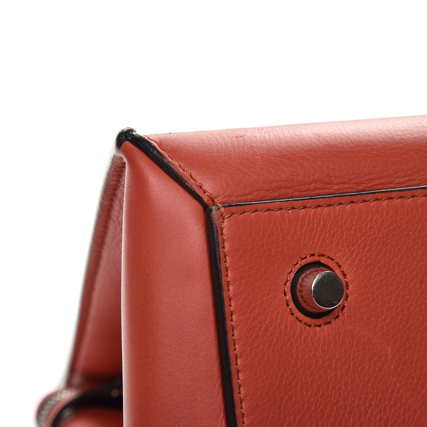 Celine Drummed Calfskin Medium Edge Shoulder Bag Vermillion 9 of 14