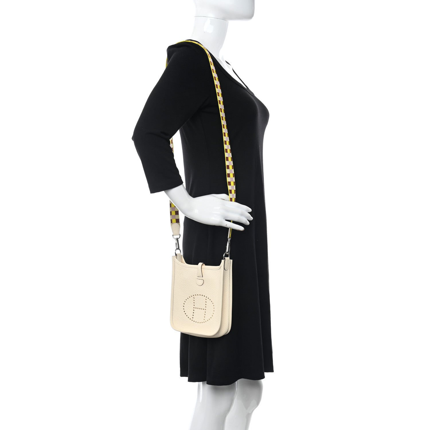 Hermes Taurillon Clemence Maxi Quadrille Evelyne TPM Nata Citron Rouge H Mauve Sylvestre 2 of 11