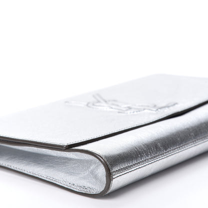 Saint Laurent Metallic Calfskin Monogram Large Belle De Jour Clutch Silver 8 of 9