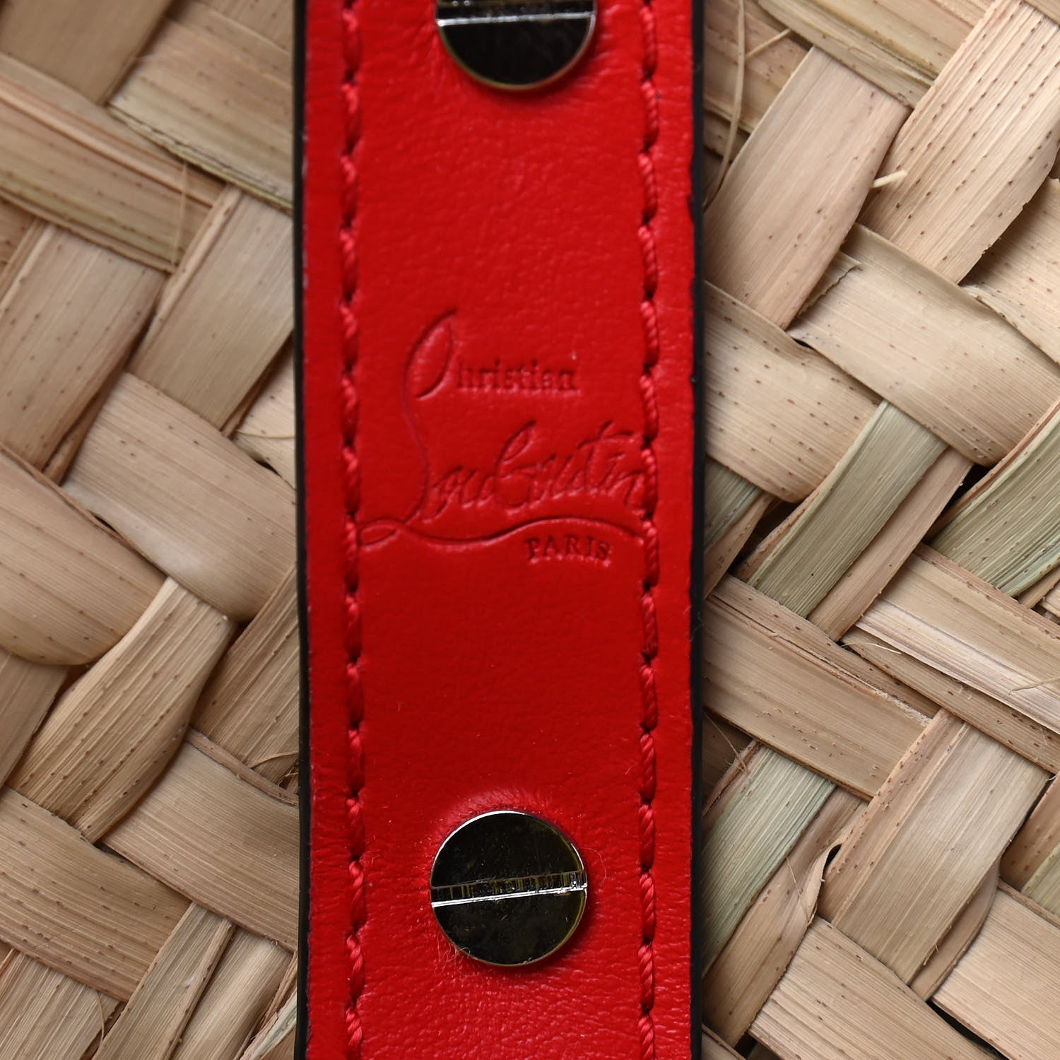 Christian Louboutin Woven Straw Loubishore Tote Red 5 of 9