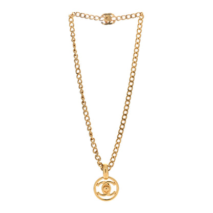 Chanel Chain Link CC Turn Lock Medallion Pendant Necklace Gold 2 of 5