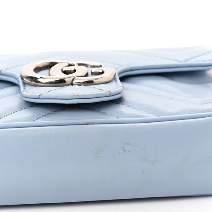 Gucci Calfskin Matelasse Super Mini GG Marmont Shoulder Bag Porcelain Light Blue 10 of 10