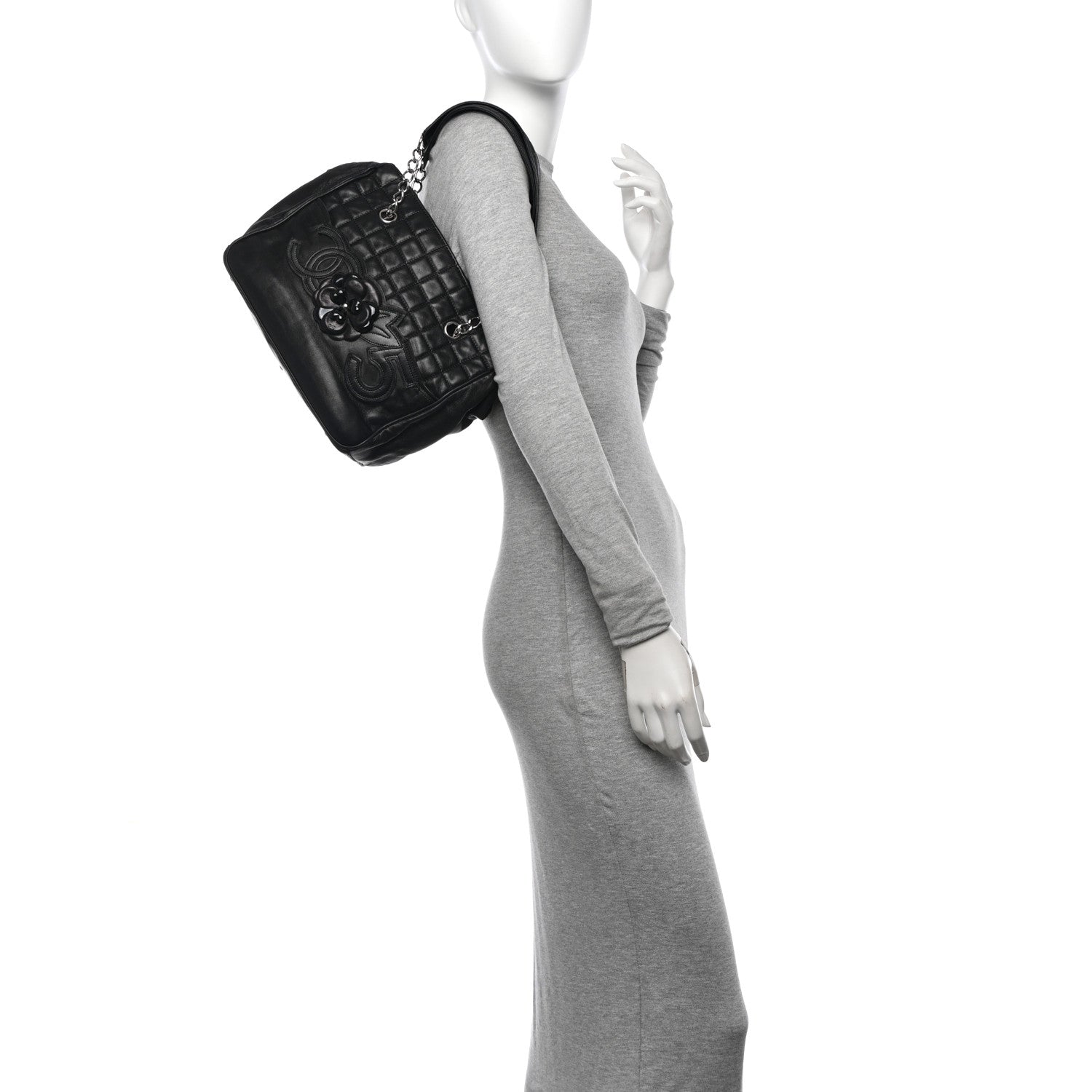 Chanel Lambskin Camellia No. 5 Shoulder Bag Black 2 of 16