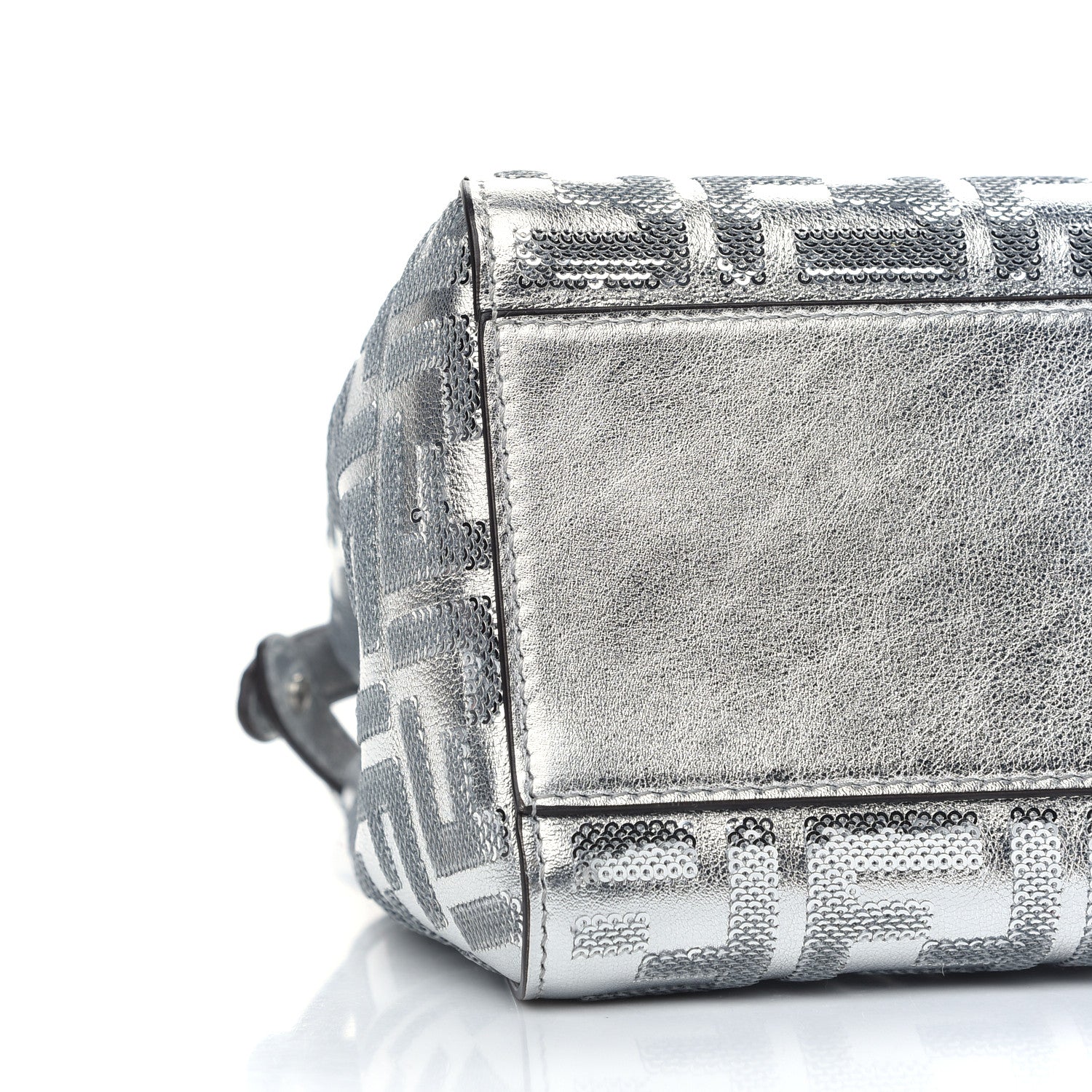 Fendi Vitello Catalan Mirror Sequin FF 1974 Embroidered Mini Peekaboo Iconic Satchel Argento 7 of 8