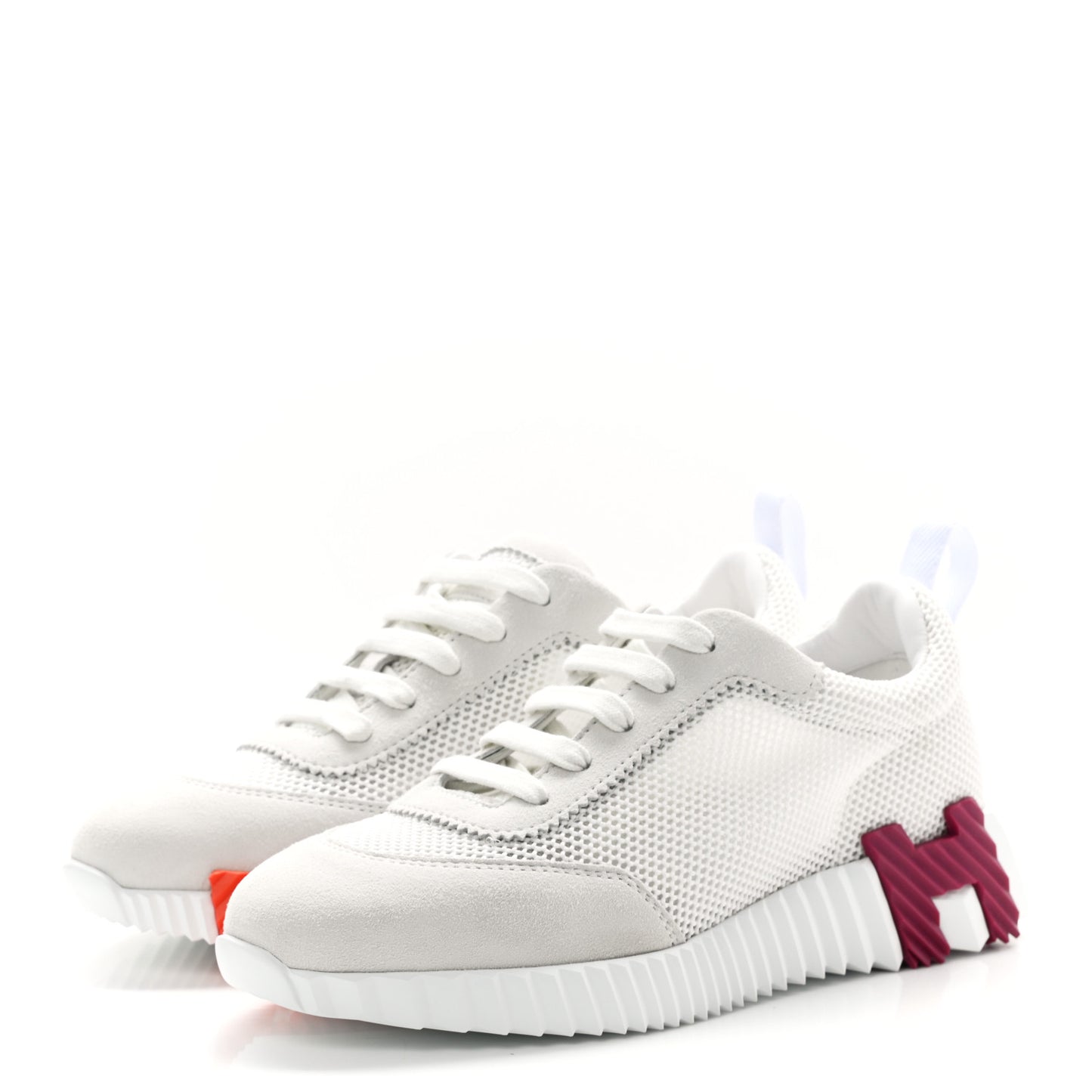 Air Mesh Suede Goatskin Bouncing Sneakers 36.5 White Orange Pink