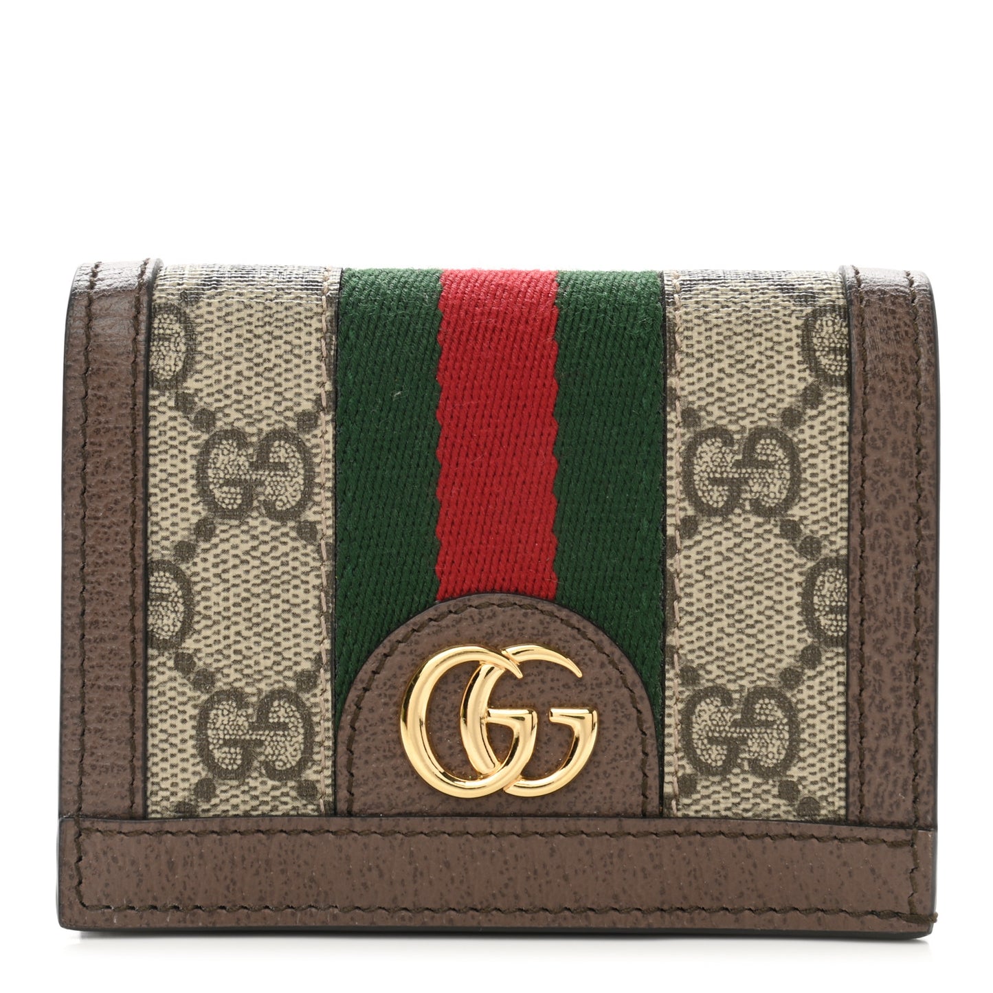 GG Supreme Monogram Web Ophidia Card Case Beige New Acero